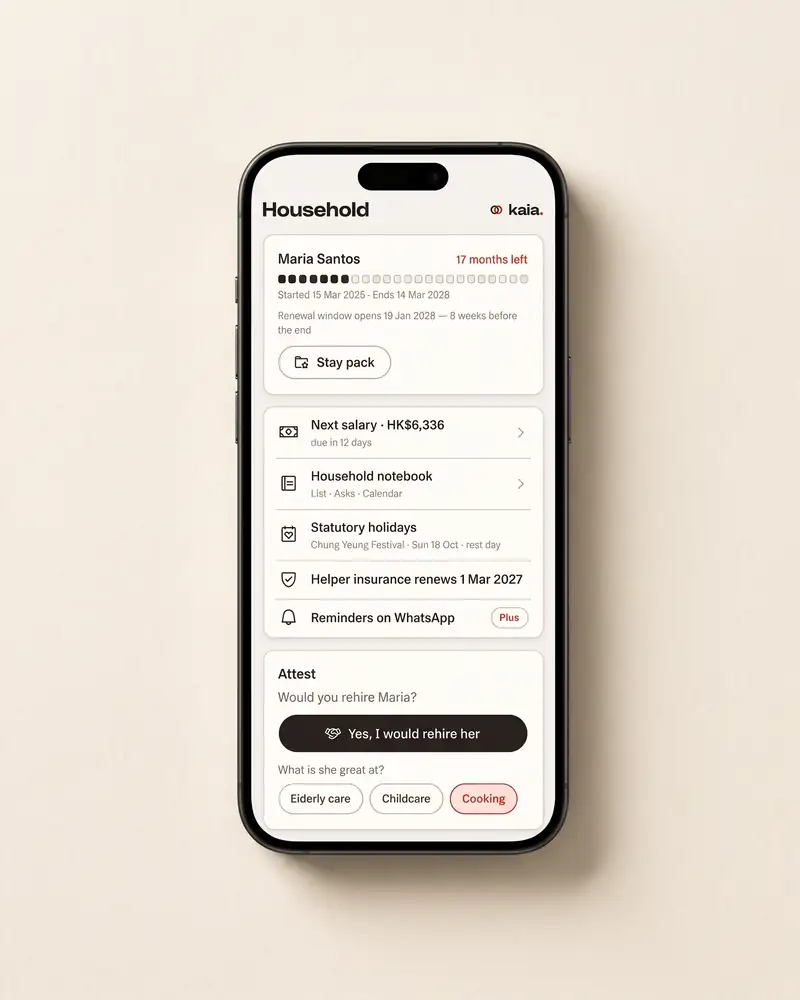 The employer household — Kaia on iPhone