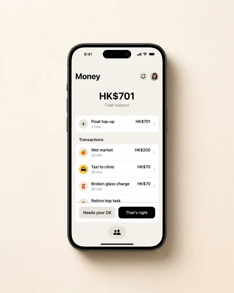 Household money — Kaia on iPhone