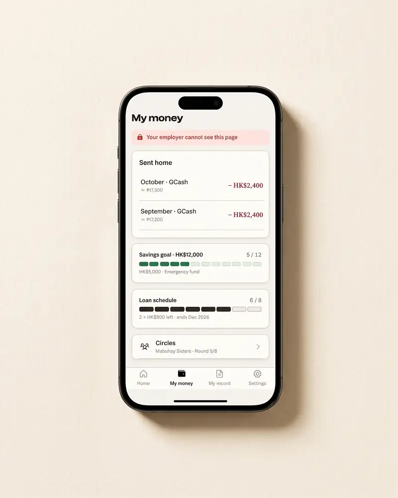 My money — private — Kaia on iPhone