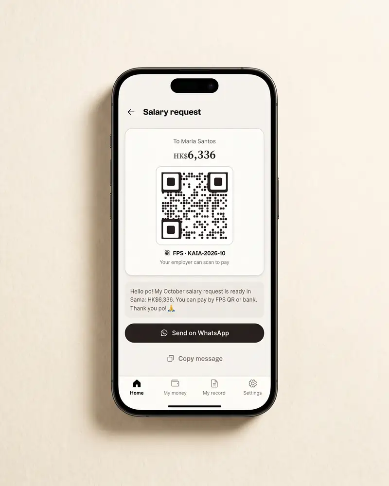 Pay by QR, no account — Kaia on iPhone